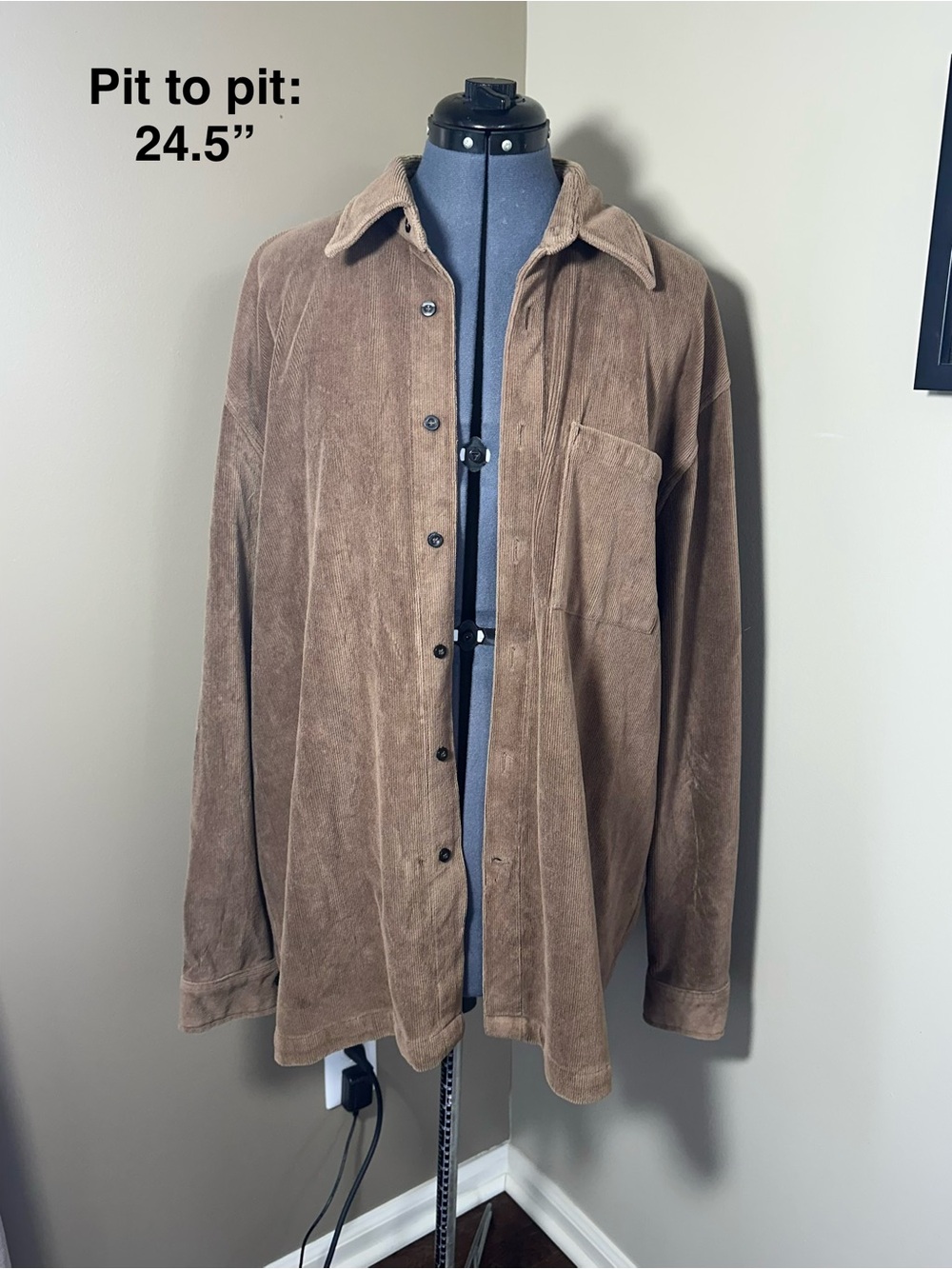 Vintage Men’s Tan Corduroy Oversized Shirt - LARGE